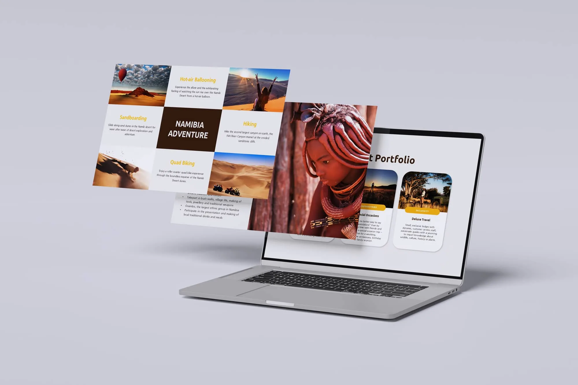 PowerPoint slides coming out of a laptop