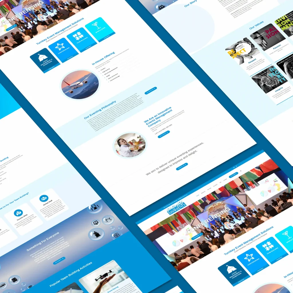 A grid of pages of Effervescents's website