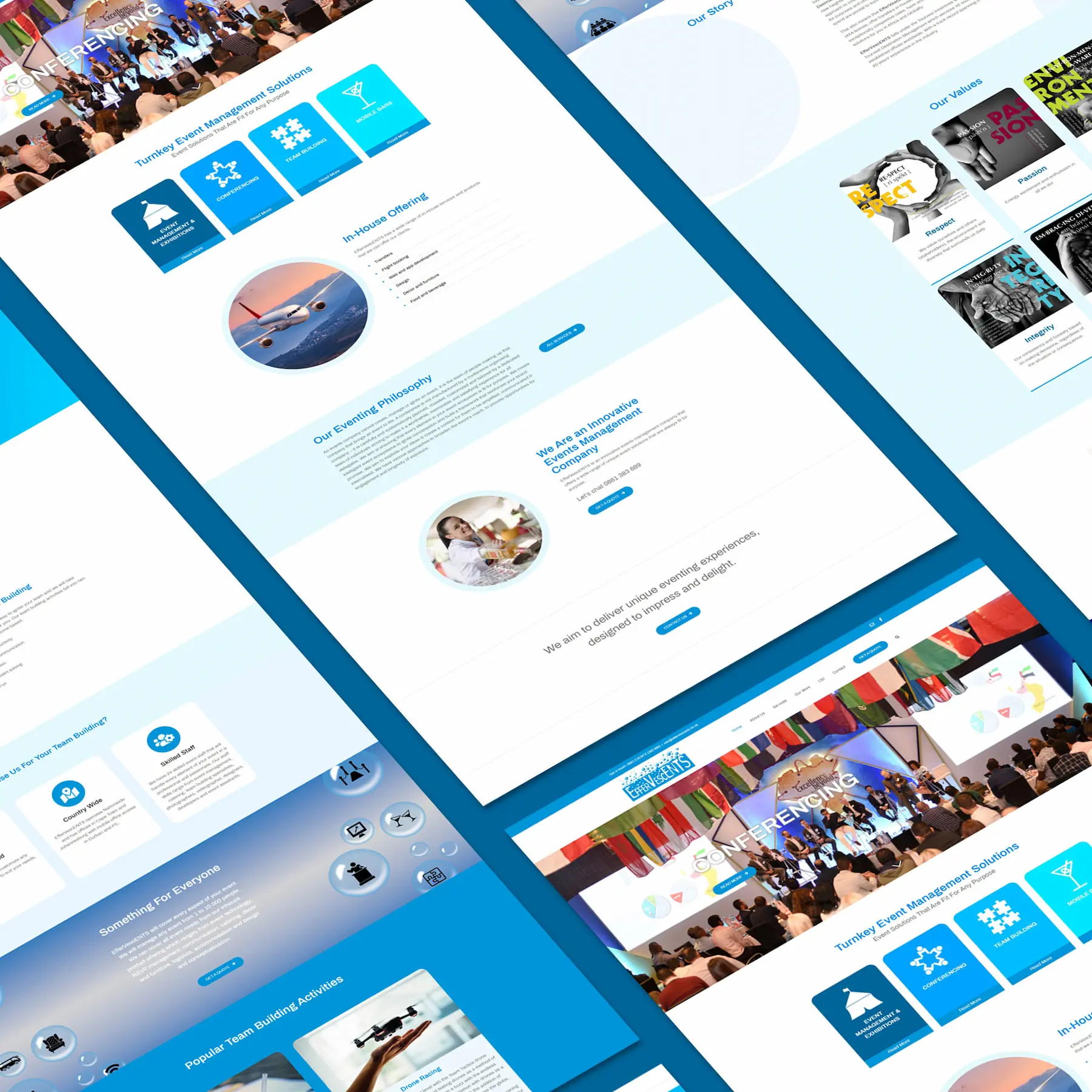 A grid of pages of Effervescents's website